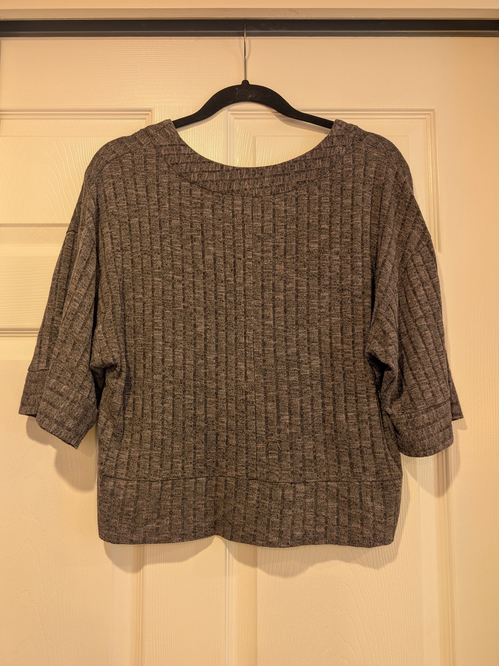 Grey Ribbed Button-Front Women’s Top - Picture 2 of 2